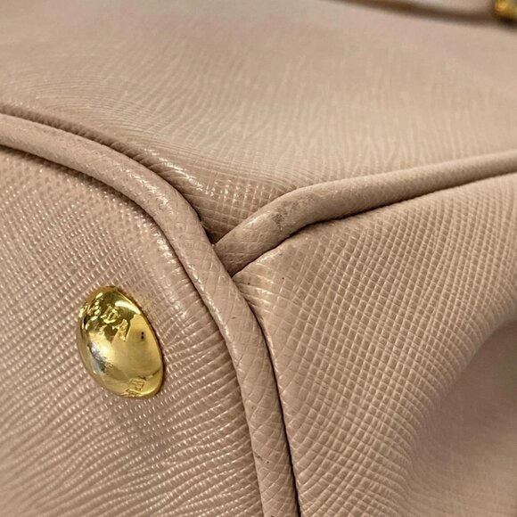 Auth PRADA Galleria Small Bag Pink Beige Saffiano Leather Tote Bag - Picture 9 of 14